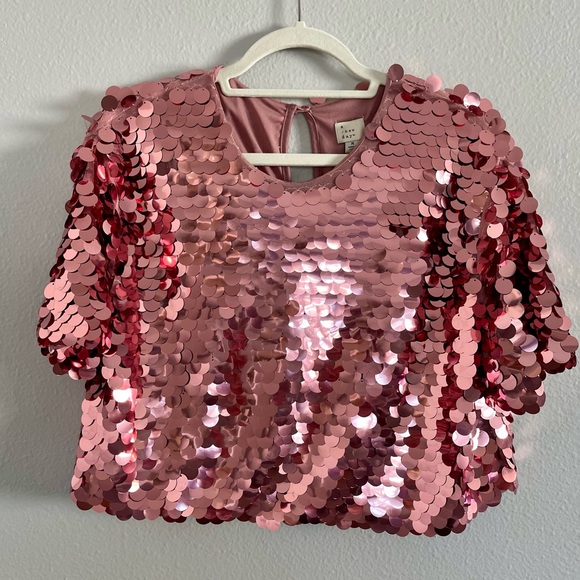 A New Day Pink Sequin Crop Top - Picture 5 of 7